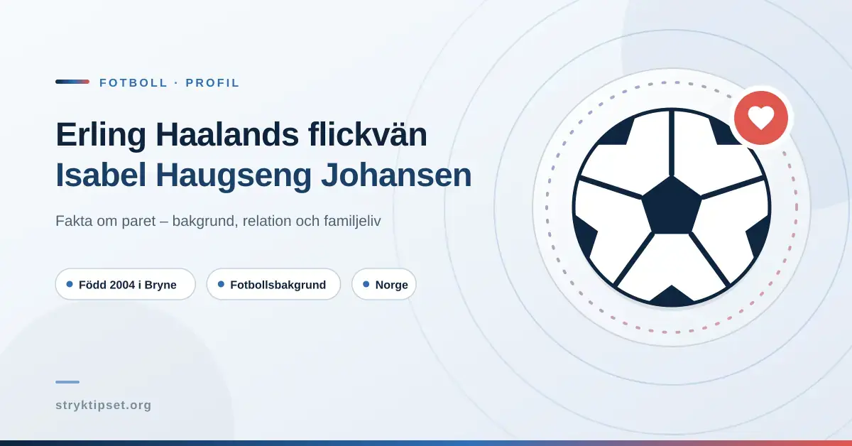 Grafik med en fotboll och ett hjärta samt texten ”Erling Haalands flickvän Isabel Haugseng Johansen – fakta om paret”.